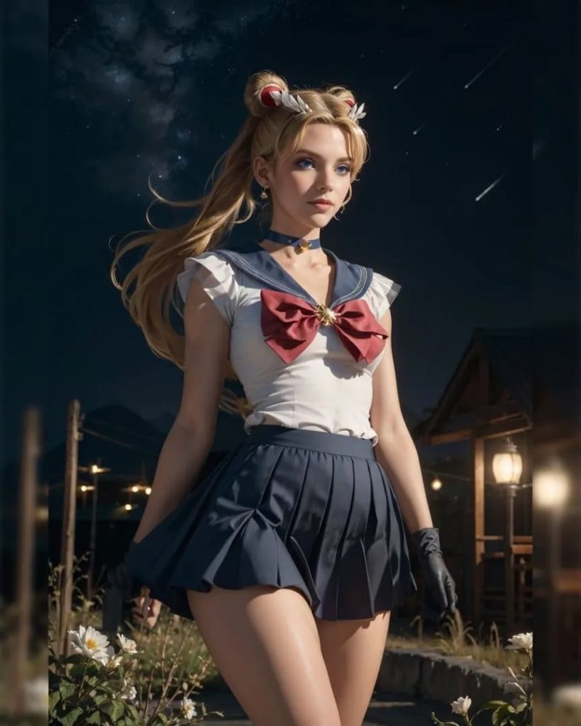 Retrato de Sailor Moon, Tsukino Usagi, creado con inteligencia artificial.