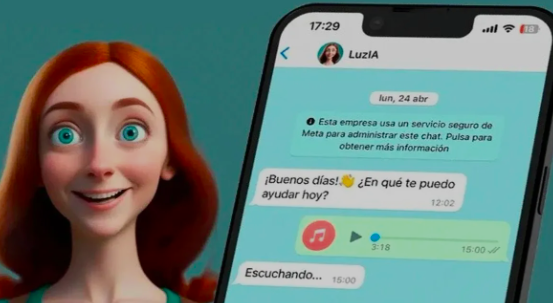 Personaje de LuziA conversando en WhatsApp